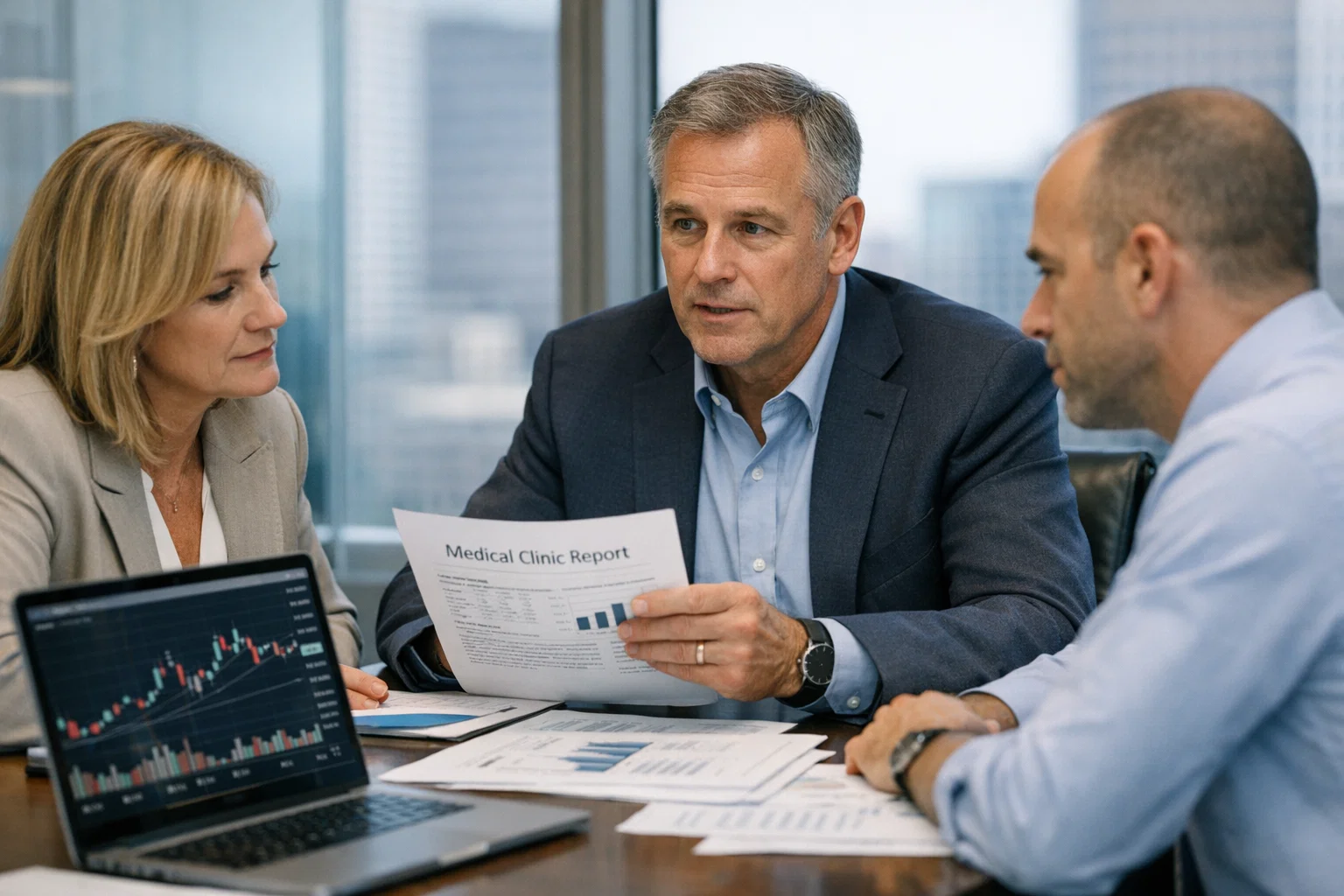 Financial consultation focused on healthcare sector investments and clinic growth opportunities